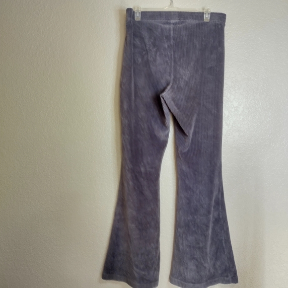Aerie Groove-On Velour High Waisted Flare Pant Grey Sz Xl - Picture 7 of 10